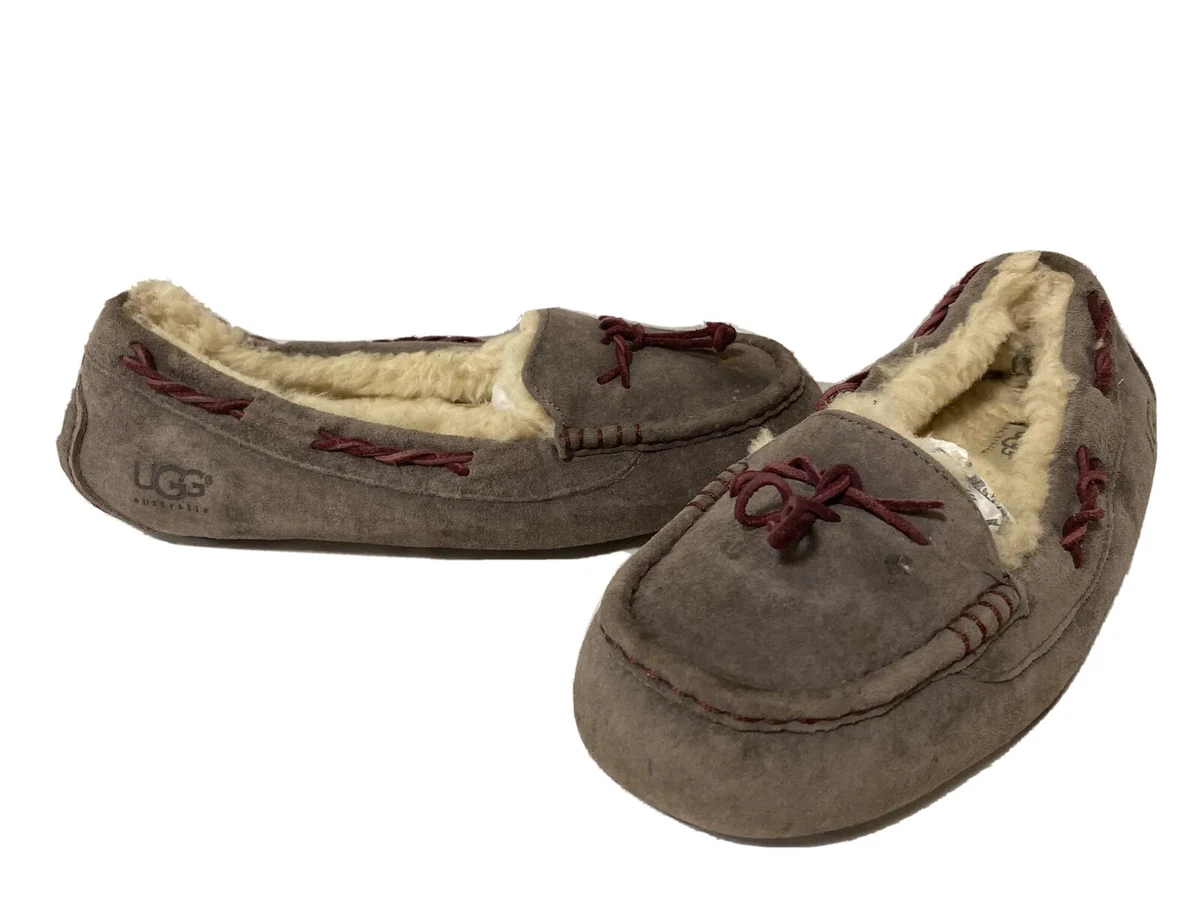 UGG Women s Brett 1005531 Lace up Moccasin Slippers Size 10 Gray EUR 41 X245