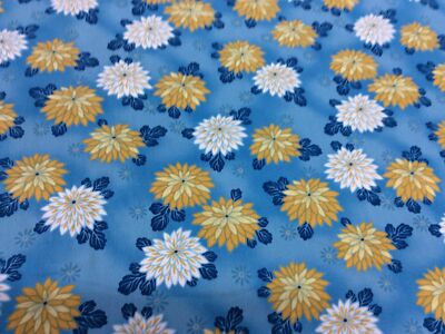 Kona Bay Stoffe - Nobu - 20 - Blumen auf Aqua - 100% Baumwolle