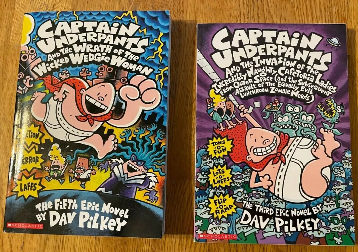 Captain Underpants Series by Dav Pilkey For Children! All PB Books, Lot  of 2!