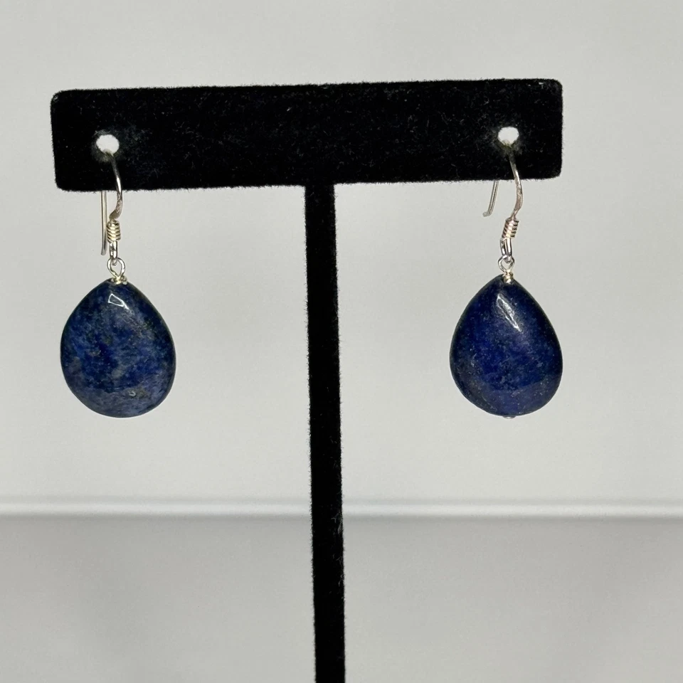 Blue Sodalite Earrings 925 Sterling Silver Hooks Tear drop Dangle Drop - Image 2 of 4
