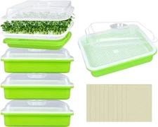 5 Pack Seed Sprouter Trays with Lids- Soil-Free Cultivation Germination Tray New