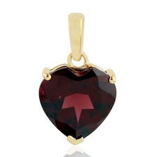 14k Gold Natural Rhodolite Red Heart Pendant Jewelry For Lover Best Friend