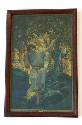 Original Maxfield  Parrish Calendar Top Litho ''DREAM LIGHT'' EM Lamps 1925 !