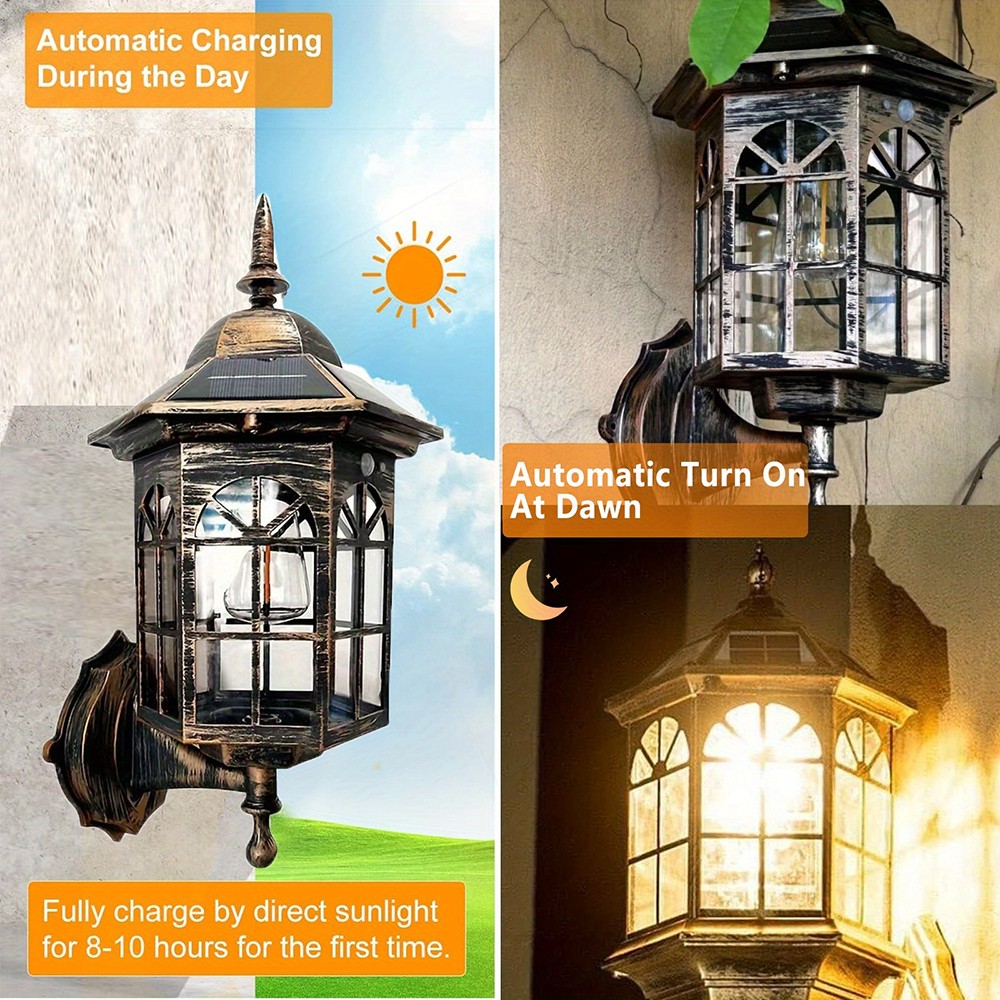 Solar Wall Lanterns Outdoor Waterproof LED Solar Deck Fence Lights 2 Pack New