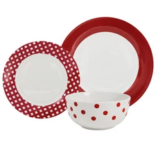 Dinnerware 12 Piece Rimmed Porcelain Rouge Set