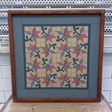 Detweiler Wood Quilt Inlay Folk Art Signed 1988 Vintage Americana
