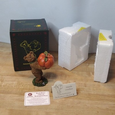Boyds Bears Amanda Octobear Pumpkin Figurine Cracker Barrel Exclusive Boxed Mint