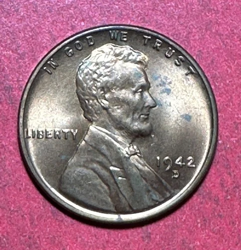 1942D US Choice Uncirculated LINCOLN Cent! "FULL RED" Old US Coin! Denver Mint
