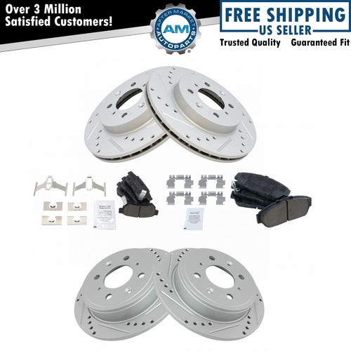 Brake Pads And Discs Front And Rear Ceramic Brake Pad And Drilled And Slotted Rotor Kit - Compatible With 2005 - 2010 Honda Odyssey 2006 2007 2008 2009 Brake Kit - Foto 7