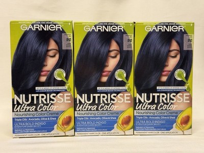 Garnier Nutrisse Ultra Nourishing Hair color Dark Intense Indigo #IN1 (Pack 3)
