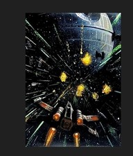 Death Star (Acrylic) Star Wars 1/1 Original Artist Sketch Art Card Signed X Wing
