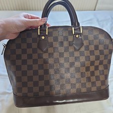 Louis Vuitton Damier Alma Bag Brown Canvas Leather Boston Lock Vintage