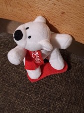 Coca-Cola Eisb&auml;r auf Snowboard, stehend, Pl&uuml;schtier, Sammler-Edition