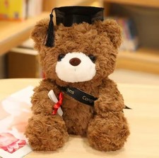 Brown Graduation Bear Plush Toy 8" Stuffed Animal Toddler Doll Gift for Kids