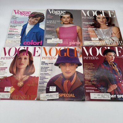 Vintage Complete Set of (6) VOGUE PATTERNS Magazines 1991 Womens Fashion Design