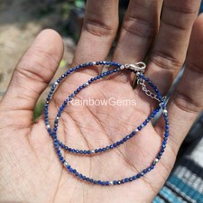 Natural Blue Lapis lazuli Faceted Rondelle Beads . 2mm Blue Lapis lazuli Beads