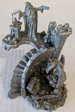 Rawcliffe Pewter Upstairs Downstairs Wizard Dragon Treasure Chest Figurine READ!