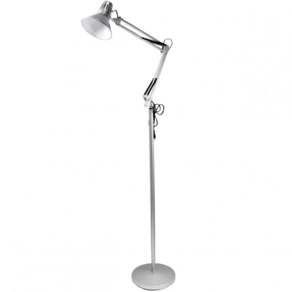 Lampada a Piantana Da Terra Braccio Orientabile Luce Lettura Metallo Grigio|D15A foto 3