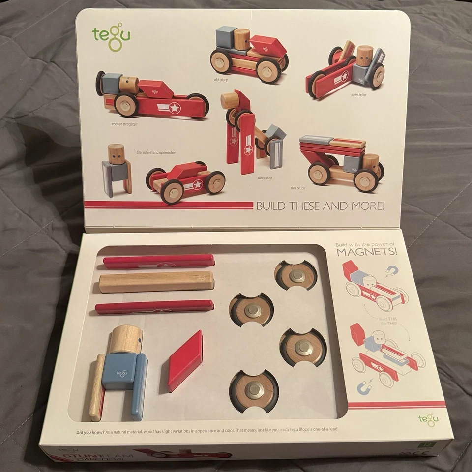 Juego de Bloques Magnéticos de Madera Tegu, DAREDEVIL, 12 Piezas *NUEVO* Foto 2 de 2