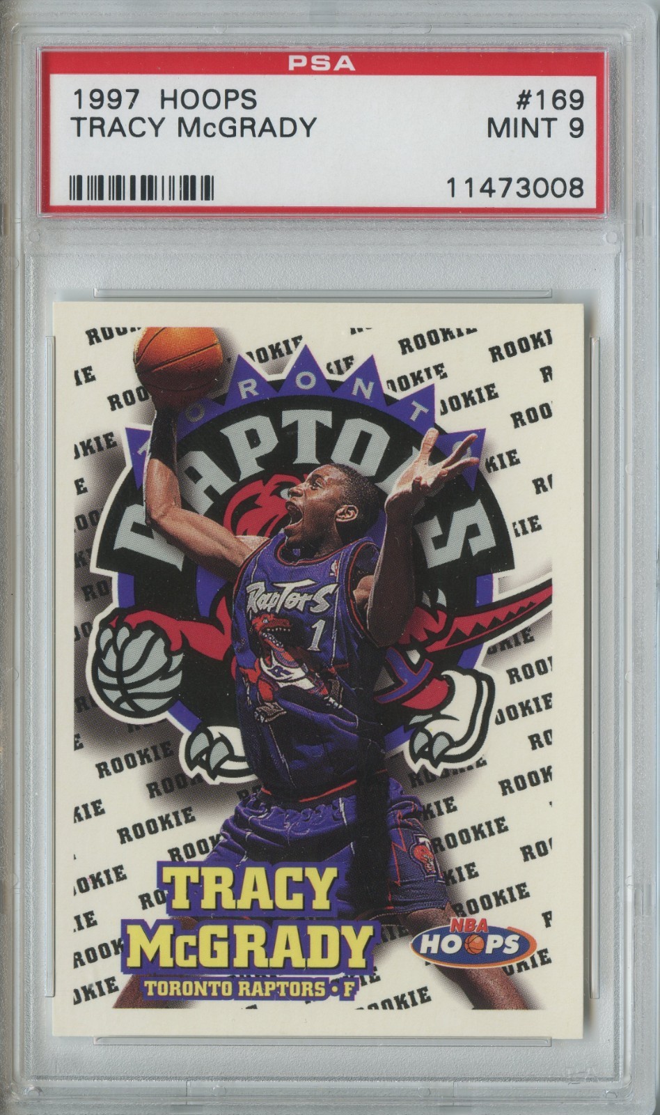 1997 NBA HOOPS #169 TRACY McGRADY Rookie RC HOF PSA 9 Mint