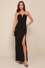 Lulus Women Dedicated To Glamour Strapless Maxi Dress Black Small