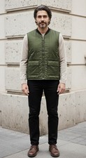 Vintage Walls Blizzard Pruf Insulated Puffer Vest Green Full Zip Pockets Mens M