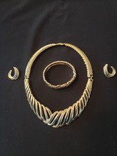 Vintage 1970s Trifari  Necklace Earring Bracelet Set - Gold Plated
