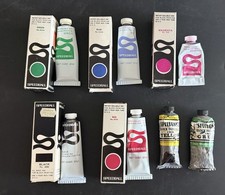 7 Tubes Vintage Speedball Block Printing Ink Water Soluble  Oil Based