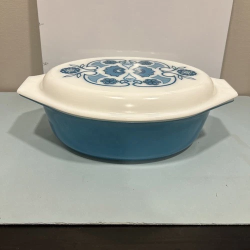 Pyrex Horizon Blue Oval Casserole Dish 2.5 Quart Cooking No Cracks/chips Vtg Ant