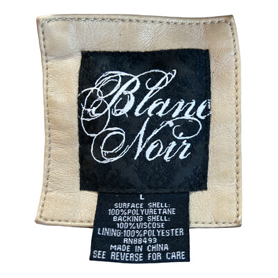 Blanc Noir Faux Leather Moto Vest Jacket Size L RN#88493 / Cream