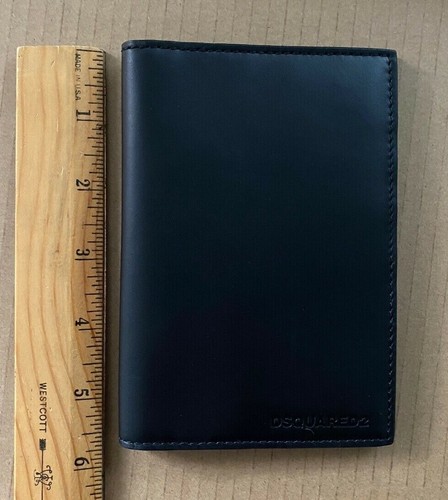 Dsquared2 Document Passport Credit Card Wallet Black Leather Logo Made in Italy - Picture 12 of 12