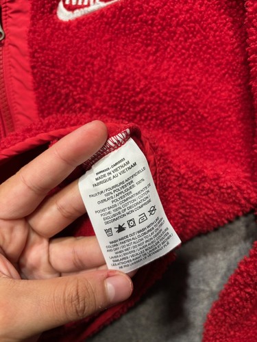 Nike Hoodie Youth Extra Small Red Club Fleece Sherpa Full Zip Boys Sweatshirt - Picture 3 of 8