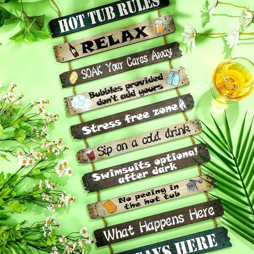 Tatuo Hot Tub Pool Rules Sign Funny Outdoor Wall Decor Bathroom Backyard Gift - Picture 3 of 6