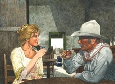 LONESOME DOVE  GUS (ROBERT DUVALL) LORENA WOOD (DIANE LANG) ART PRINT
