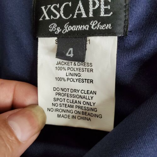Xscape Womens Deep Blue Maxi Formal/Prom Dress mermaid style Size 4 - Picture 8 of 8