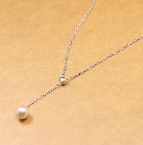 Rose Gold Silver Stainless Steel Minimalist Pearl Drop Y Lariat Necklace Box PE6 - Picture 2 of 10
