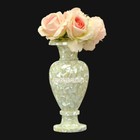 12'' Decor Marble Flower Vase Seashell Abalone Stone Inlay Handmade Gifts H3755