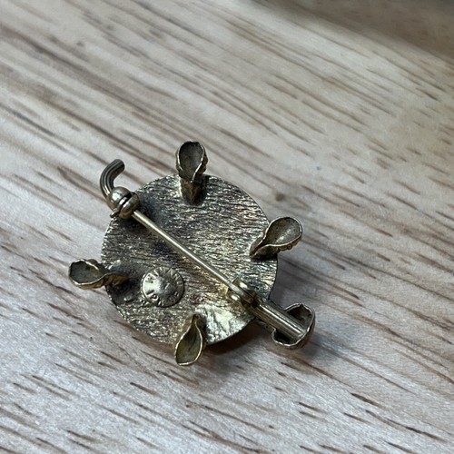 Vintage Signed Winard 12k Gold Filled Turtle Brooch Pin Green Jade Cabochon 1.5” - Picture 7 of 7
