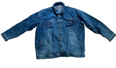 Rocawear Mens Blue Denim Embroidered Roca Wear Jean Jacket 4x