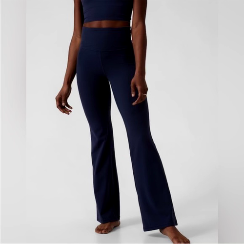 Athleta Elation Flare Pant Yoga Fitness | Navy Medium Tall #981683 NWT