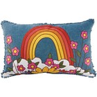 Rainbow and Flowers Pillow 24" x 15" Primitives By Kathy Colorful Pillow NEW