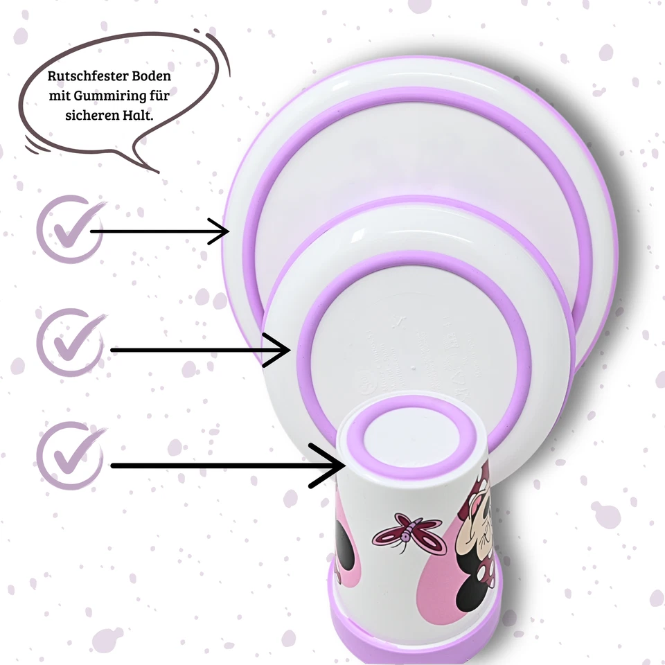 Minnie Mouse Kinder Geschirr Set Esslernset Baby Geschirr Frühstücksset Mädchen - Bild 2 von 4