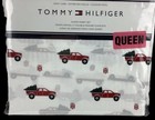 TOMMY HILFIGER Vintage Red Truck Christmas Trees Holiday 4PC QUEEN SHEET SET