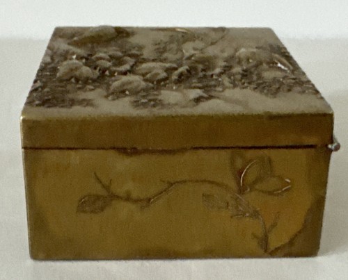 ANTIKE JAPANISCHE BRIEFMARKENBOX MEIJI ZEIT 1868-1912 GEMISCHTES METALL KUPFER AUF MESSING - Bild 8 von 13