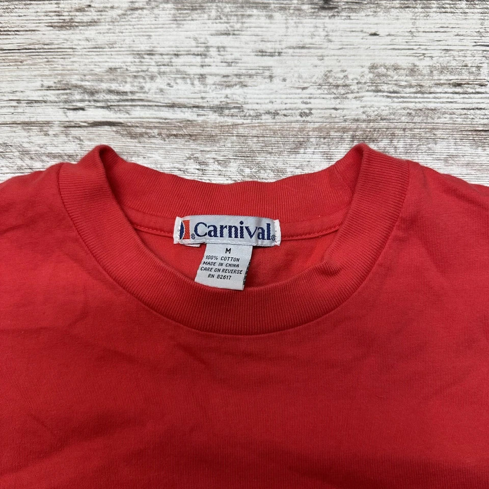Camiseta De Colección Carnival Cruise Lines Manga Corta Bolsillo Vacaciones Años 90 Para Hombres M Foto 4 de 4