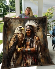 Eagle Spirit Guardian Native American Velveteen Plush Blanket Home Décor Gift