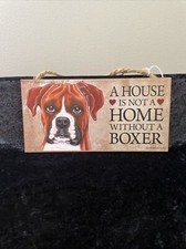 "A House Is Not A Home Without A Boxer" Plaque with Rope Hanger - 5" x 10"
