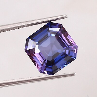 Natural Ceylon Color Shifting Purple Sapphire 9.60 Ct Asscher Cut Loose Gemstone