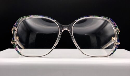 Vintage Red Black Purple Patterned 80's Women's Plastic Glasses Spectacle Frame