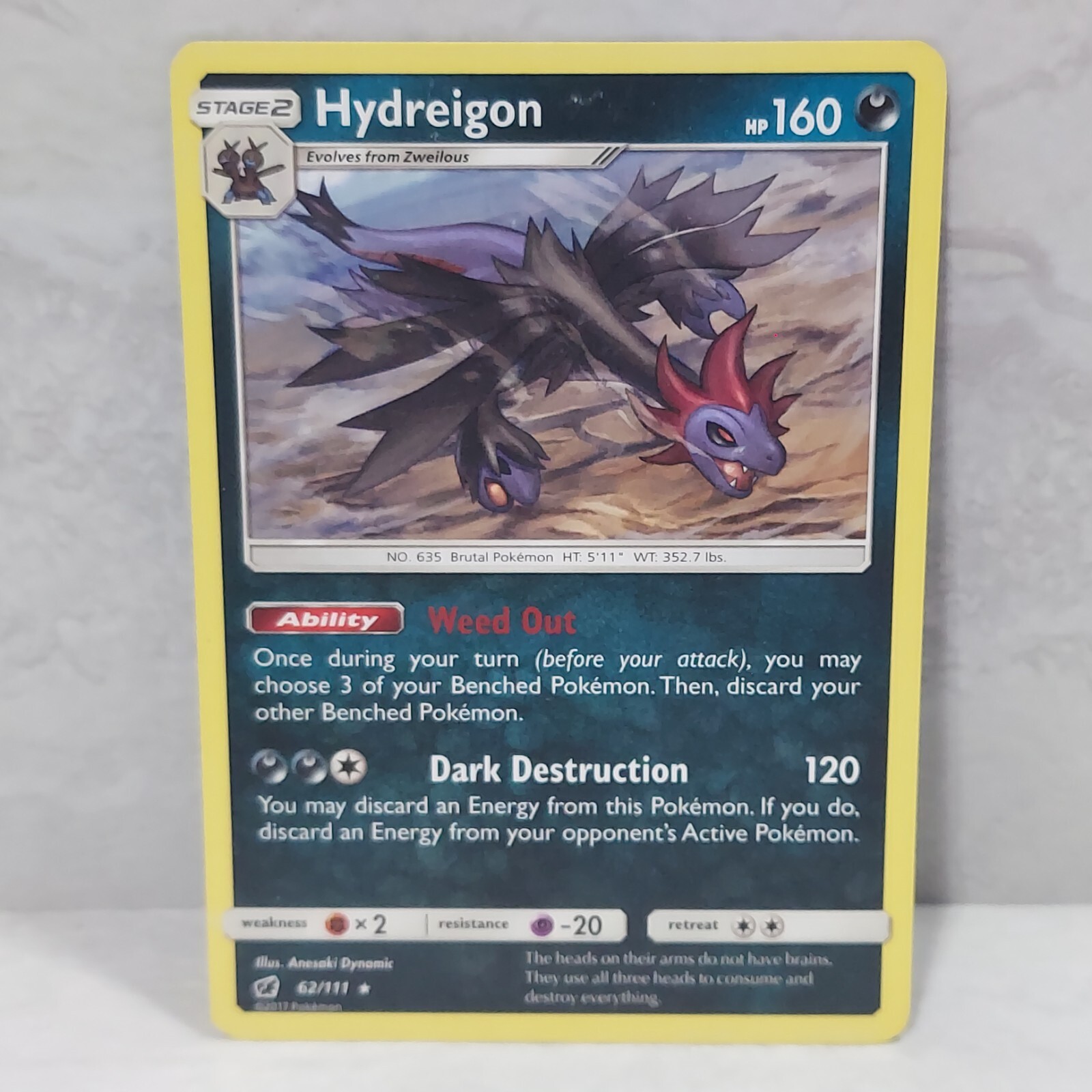 Crimson Invasion Hydreigon 62/111 Rare Pokemon TCG Card